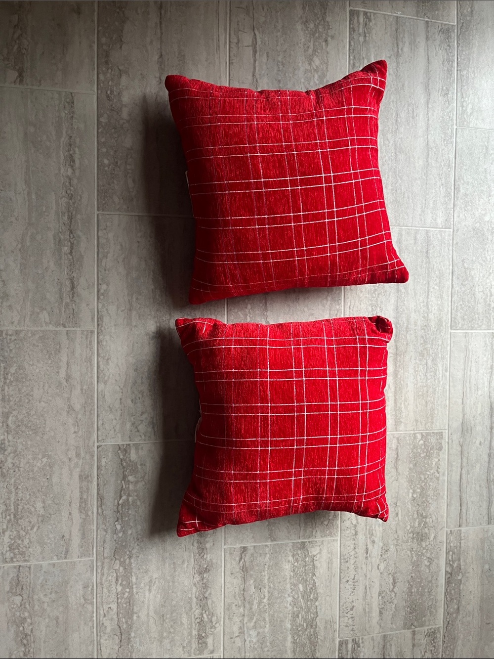 Holiday Red Plaid Throw Pillow Cover -